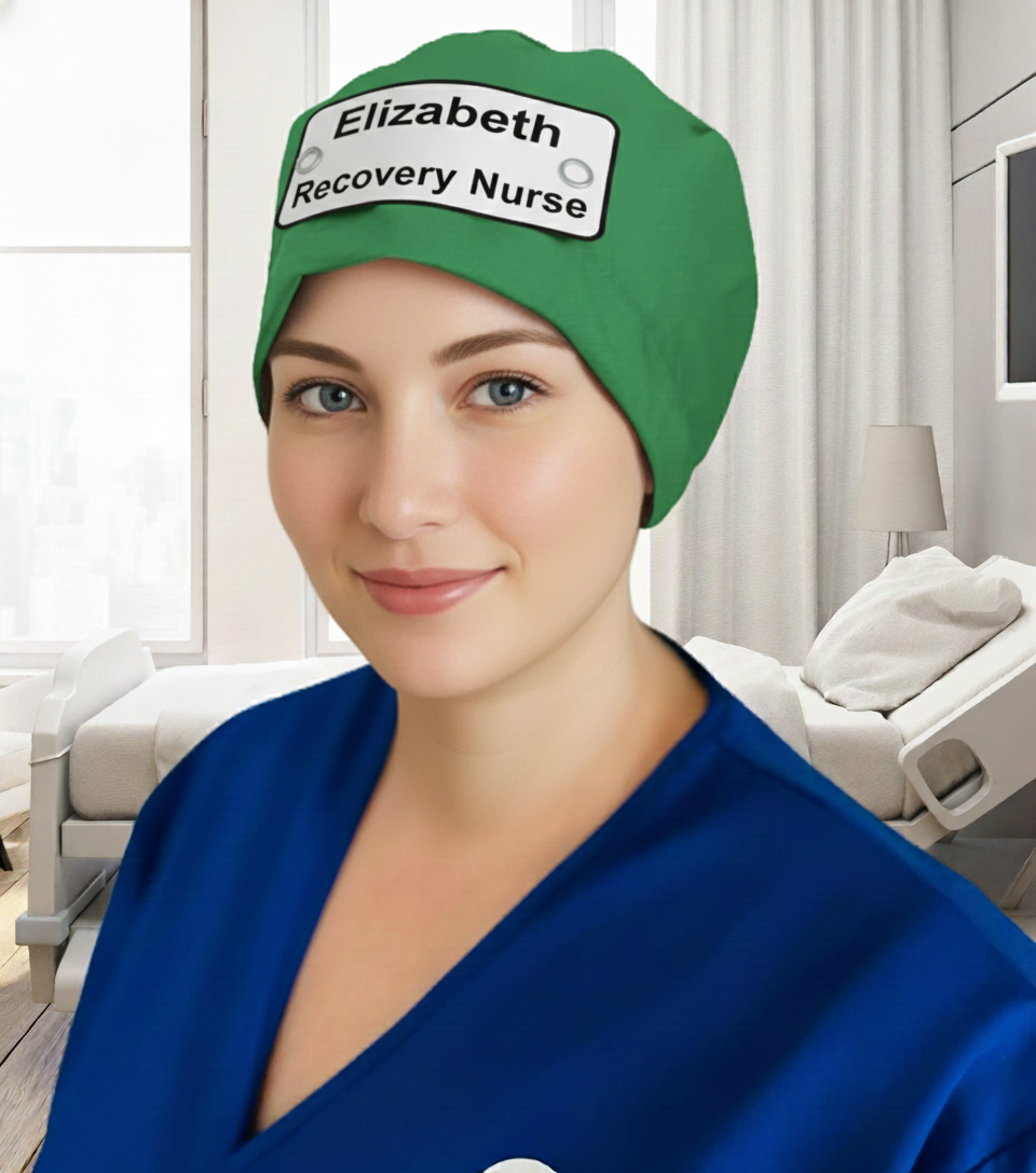 Eco Ninjas Elastic Back Theatre Badge Hat in Light Green — rear view