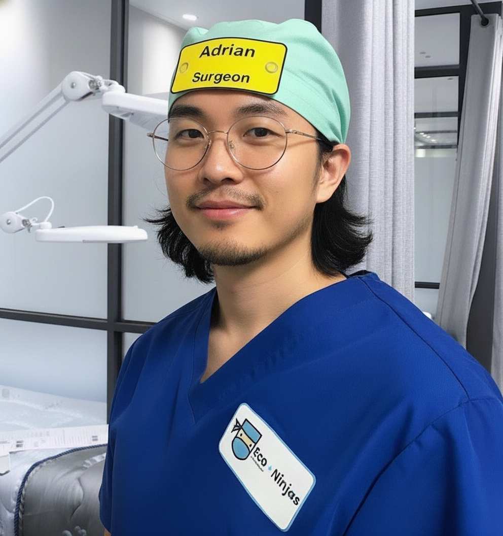 Eco Ninjas Elastic Back Theatre Badge Hat in Mint Green — rear view